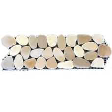 Sliced Pebble Interlocking Border - Tan/White