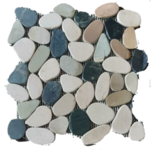 Sliced Pebble Interlocking Square - Olive/White/Black