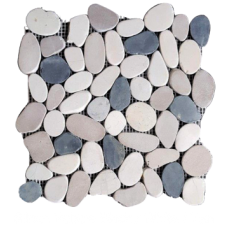 Sliced Pebble Interlocking Square - Tan/Black/White