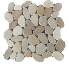 Sliced Pebble Interlocking Square - Tan/White